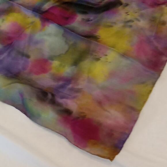 NWT Ellyn Ahmer Hand painted Silk Multicolor Abstract Scarf. Versatile, Dressy - Picture 3 of 6